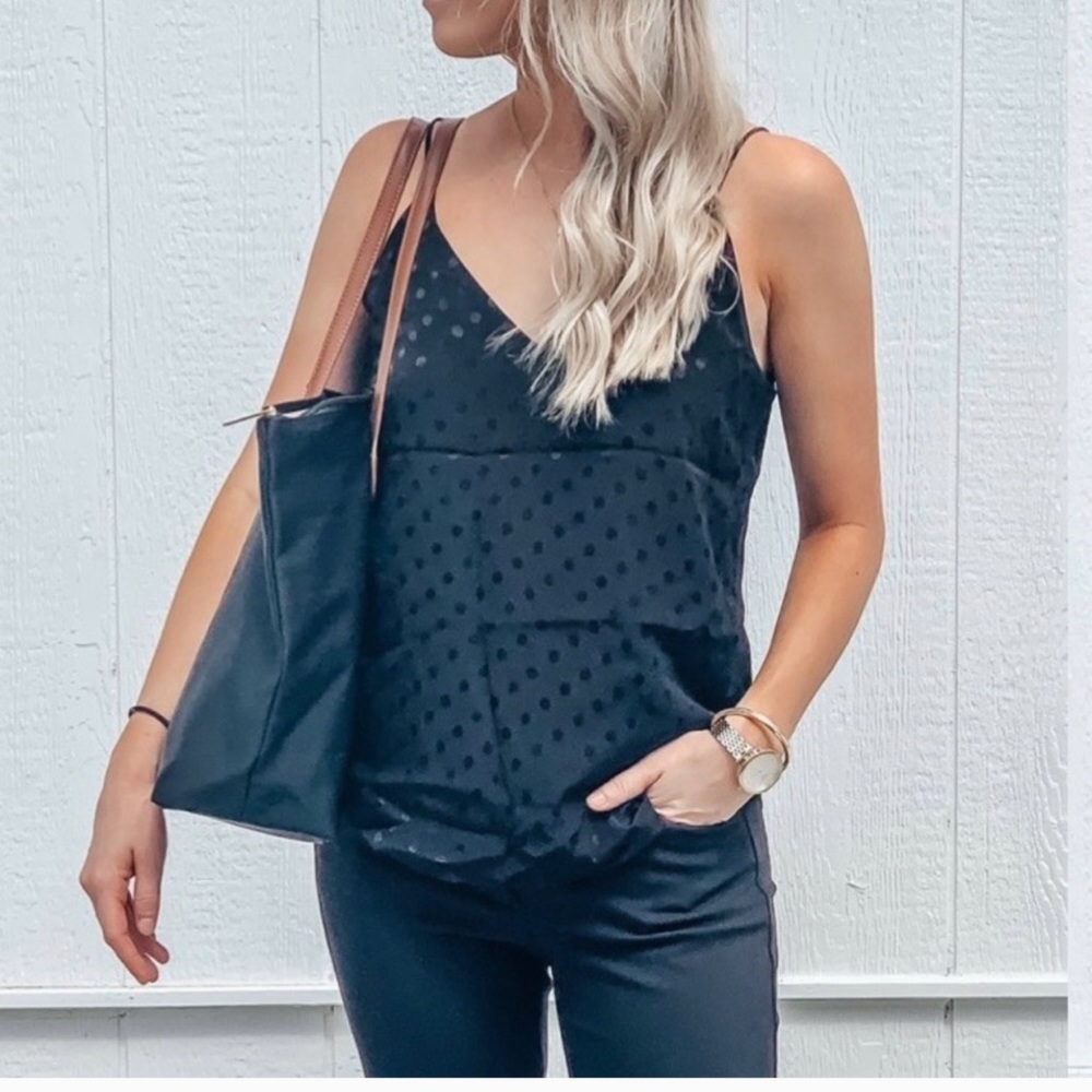 Express black on black polka dot tank top